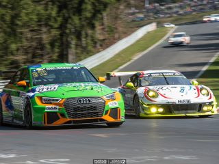 Ausgefallen: Der Audi RS3 LMS von Bonk Motorsport sah nicht das Ziel - VLN2 2017 (Foto: mariushecker.de)