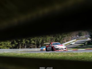 Der Gigaspeed-Porsche 991 GT3 Cup von GetSpeed siegte nach dem Ausfall bei VLN1 dieses mal in der Klasse SP7 - VLN2 2017 (Foto: mariushecker.de)