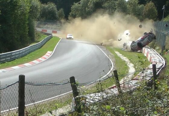 John Shoffners horrific crash at VLN6 2018 (Youtube/Eifeler888)